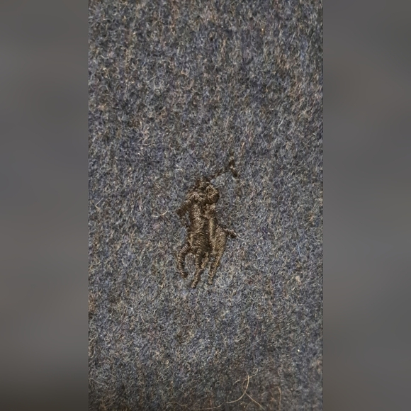 Vintage Polo Ralph Lauren Navy Wool Unisex Warm Winter Casual Scarf w/ Fringe - Picture 7 of 8